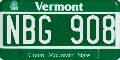 VT license plate NBG908
