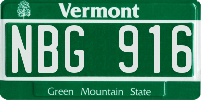VT license plate NBG916