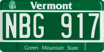 VT license plate NBG917