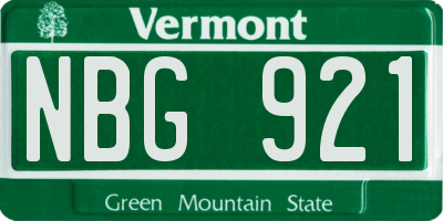 VT license plate NBG921