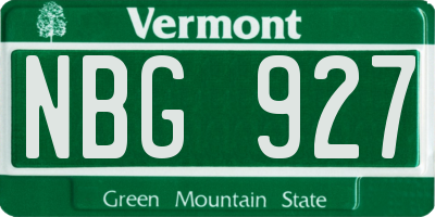 VT license plate NBG927