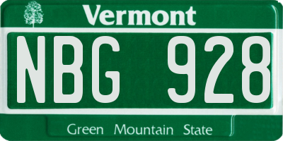 VT license plate NBG928