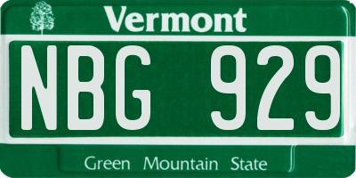 VT license plate NBG929