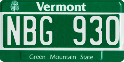VT license plate NBG930