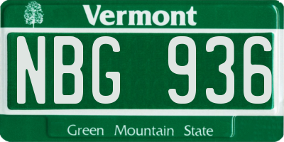 VT license plate NBG936