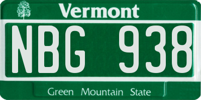 VT license plate NBG938