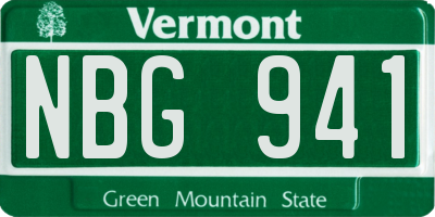 VT license plate NBG941