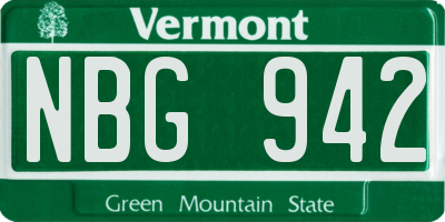 VT license plate NBG942