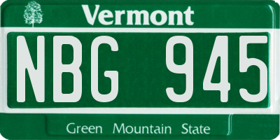VT license plate NBG945