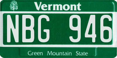 VT license plate NBG946