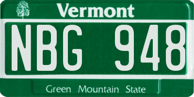 VT license plate NBG948