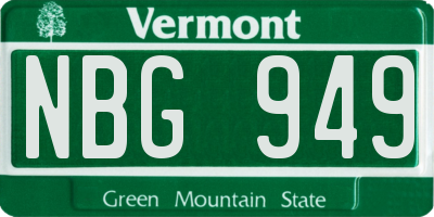 VT license plate NBG949