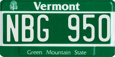 VT license plate NBG950