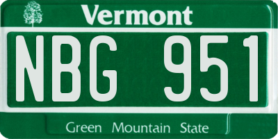 VT license plate NBG951