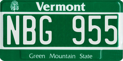 VT license plate NBG955
