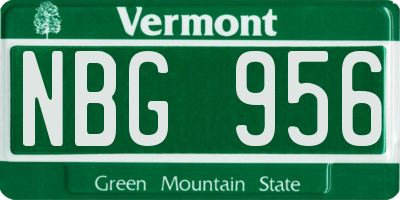 VT license plate NBG956