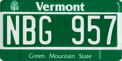 VT license plate NBG957
