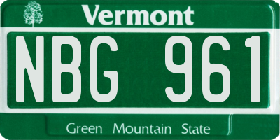VT license plate NBG961