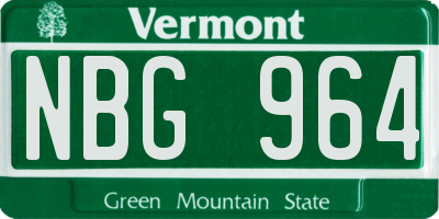 VT license plate NBG964