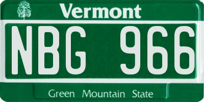 VT license plate NBG966