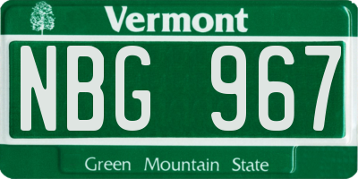 VT license plate NBG967