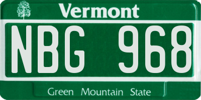 VT license plate NBG968