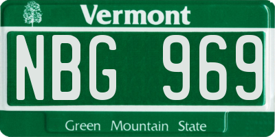 VT license plate NBG969