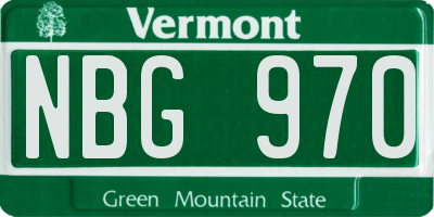 VT license plate NBG970