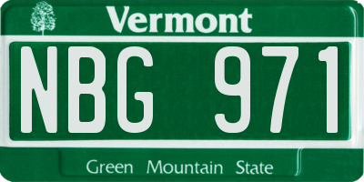 VT license plate NBG971