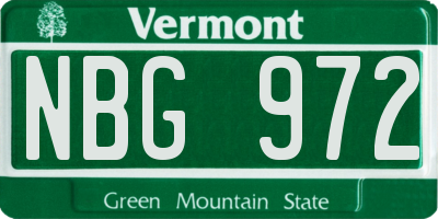 VT license plate NBG972