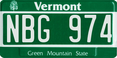 VT license plate NBG974