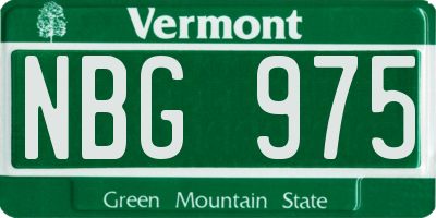 VT license plate NBG975