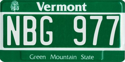 VT license plate NBG977