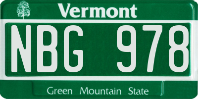 VT license plate NBG978