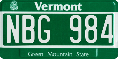 VT license plate NBG984