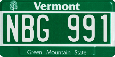 VT license plate NBG991