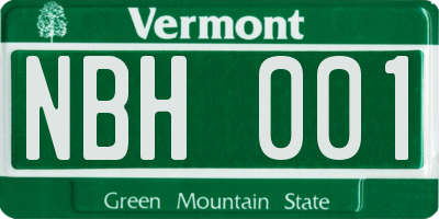 VT license plate NBH001