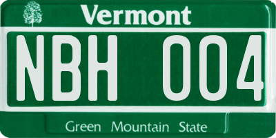 VT license plate NBH004