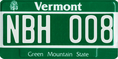 VT license plate NBH008