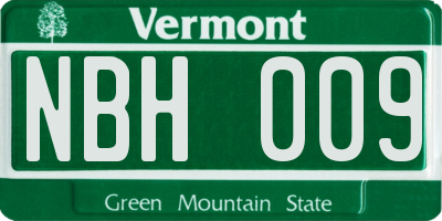 VT license plate NBH009