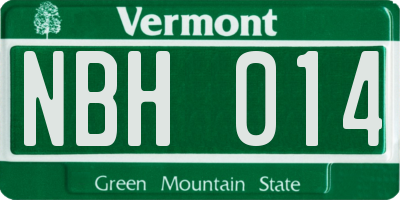 VT license plate NBH014