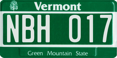 VT license plate NBH017