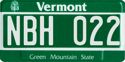 VT license plate NBH022