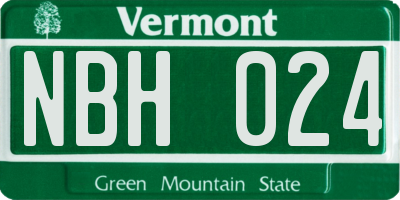 VT license plate NBH024