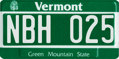 VT license plate NBH025