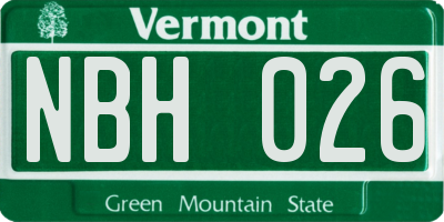VT license plate NBH026