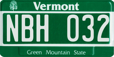 VT license plate NBH032