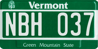 VT license plate NBH037