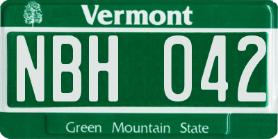 VT license plate NBH042