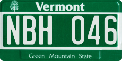 VT license plate NBH046